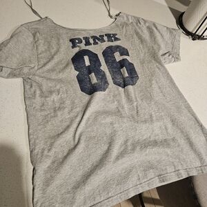 Victoria's Secret Gray Tee with Navy Print